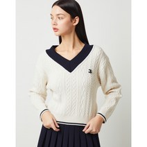 질스튜어트뉴욕 아이보리 로고자수 울혼방 브이넥 니트 JSSW3B360IV 263452