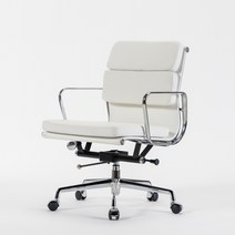 디자인자몽 소프트패드 L 천연가죽 오피스체어, 화이트