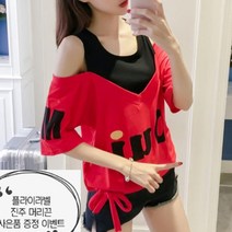 바비썬 F655 아오이어깨트임 여성 여름 반팔 티셔츠 리본포인트 상큼 반소매 오프숄더 티