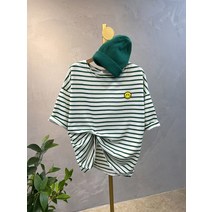 럭키567 / 1+1 스마일패치 스트라이프 반팔 루즈핏티셔츠 6color