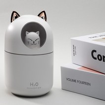 세척편한 탁상용 귀여운 고양이 미니 가습기, 화이트
