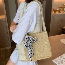 진주 라탄 숄더 백 패션 가방 여자 데일리 회사원 여성 쇼퍼 가벼운 캔버스 버킷 복주머니 러브켓