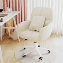 등받이 회전 화장대 책상 의자 인테리어의자 화장대 컴퓨터 게이밍 의자, 1개, 크리미 화이트