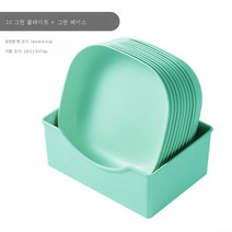 DFMEI 식기 접시 플라스틱 접시, [11-pcs-pack-green-color-disk-