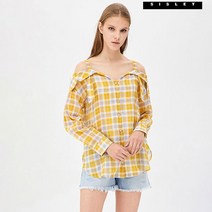 시슬리 체크 카라 오프숄더 블라우스 SAWS67931-YE