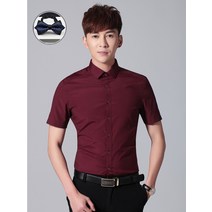 웨딩드레스 레드 여름 얇은 슬림 남자반팔셔츠