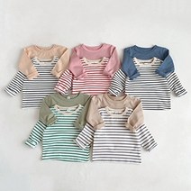 조이멀티 원플원 투와이스 무지 스트라이프 유아티셔츠 205097