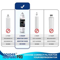 GOLDEN ICEPURE LT800P 교체용 냉장고 LG ADQ73613401 LSXS26366D LUPXS3186N LSXS26366S 정수 필터 469490 1팩