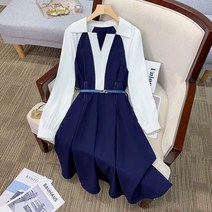M-4XL 수지 빅사이즈 캐주얼 정장 오피스룩 원피스 셔츠