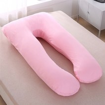 다리 베개 경추 거북목 허리 배게 U 모양 여성 바디 출산 측면 보호 임신 부드러운 산호 양털 슬리퍼 편안한, 핑크 60x110cm