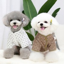 미니도트 강아지패딩 반려견 실내 산책 깔깔이 옷 방한복 조끼 겨울 푸들, 화이트