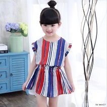 세로줄무늬 컬러풀 뒷단추 원피스 데일리원피스