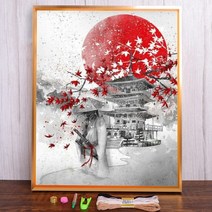보석십자수 창업 도구 일본어 게이샤 인쇄 캔버스 11CT 크로스 스티치 전체 키트 자수 그림 뜨개질 수공예, HMA65924_30x40cm_11CT 면사