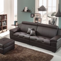 보루네오하우스 라보떼 토스카나 라텍스 WB102 소가죽 2+2가죽소파(스툴포함), 다크브라운