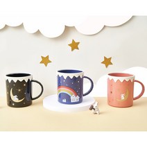 이즐비 캐릭터 레인보우 토끼 머그컵 홈 물컵 우유컵, 검은 달 토끼 컵, 300-400ML