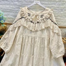 이끼당 이른봄 프릴자수 칠부 웨딩원피스