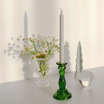 몽가 빈티지 유리 촛대 그린 캔들 홀더