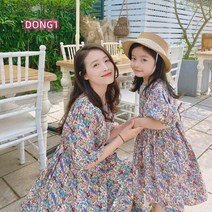 모녀 커플룩 여아 원피스 엄마랑 딸 맘 모녀룩 플라워 꽃 바캉스 촬영 자 Esyuse 증정