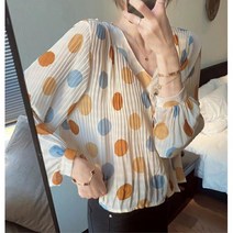 여리여리 느낌 물방울무늬 시폰 가디건 데이트룩 셔츠