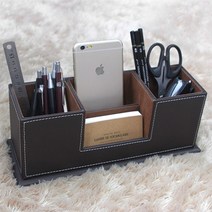 가죽오거나이저 클래식인테리어 펜꽂이 대표임원실 책상소품수납함 서재데스크, 상품선택, 브라운