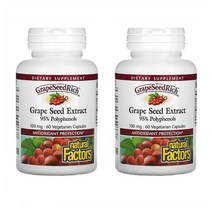 네츄럴 팩터 그레이프 시드 씨 익스트랙 100 Mg Natural Factors Grape Seed Extract 60정 2개