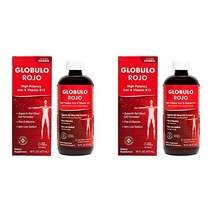 비타민B Globulo Rojo Iron Supplement - Liquid Dietary with High Potency & B Vitamins (Vegan) 16 FL OZ, 16 Fl Oz (Pack of 2)