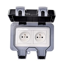 IP66 완전방수 야외 벽 스위치 16A EU 표준 전기 콘센트 전원 소켓 패널 AC 110 250V, 02, 01 Eu 플러그
