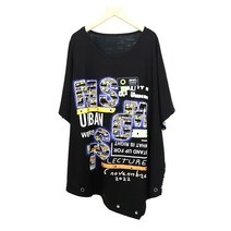 하라주쿠 스타일 여름 티셔츠 라운드 넥 플러스 사이즈 반팔 글자 프린트 패치 워크 캐릭터 코튼 여성 의류 220368