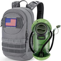 MIRACOL 택티컬 밀리터리 몰 하이드레이션 백팩 2L 물포켓 청소년 남성 여성 여자 - 학교 등산 하이킹 사이클링용, Grey