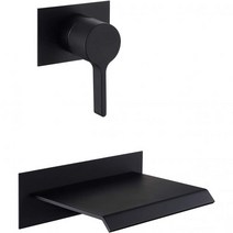 sumerain 월마운트 욕조 수도꼭지 블랙 폭포 스파우트 밸브가 거친 단일 손잡이 높은 흐름, Matte Black