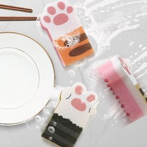 PK글로벌 고양이 발바닥 스펀지 3P 귀여운 설거지 수세미, 3P(1set)