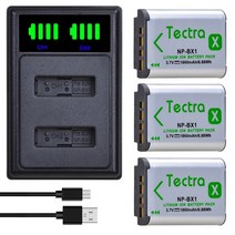 견고한 1860mAh NP-BX1 배터리 + 소니 호환 ZV-1 FDR-X3000R RX100 M7 M6 AS300 HX400 HX60 WX350, 02 3 battery 1 charger