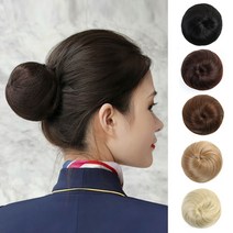 마녀플랜트 승무원 하이번 당고머리 가발 한복 올림가채 부분가발, 라이트골드_승무원하이번, 1개
