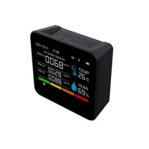 라돈측정기 9in 1 BT 대기질 모니터 CO2 미터 이산화탄소 검출기 TVOC HCHO PM2.5 PM1.0 온도 습도 감지, 02 Black