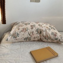 세트 퀸 4color 더블 레터링 매트리스커버 극세사 침구 베개커버 싱글 [베갯잇 항목] 꽃계 목가적 인 목화 능직면 작은 신선한 표준 크기 베개 케이스, 48cmX74cm, 야생 차 샘 정원 (1)