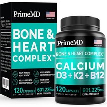 프라임MD 칼슘 600mg 비타민 D3 5000IU K2 B12 120정, 단일수량, 단일개당 용량/중량/정