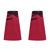 2 조각 요리사 앞치마 주방 요리 바베큐 앞치마 턱받이 케이터링 가사 레스토랑 카페 베이커리에 대한 베이킹 액세서리, Red Black Edge