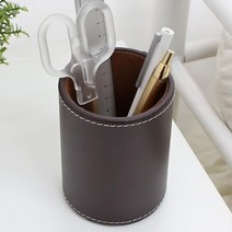 호텔 임원실 흰색스티치 가죽 연필꽂이 볼펜정리함 상담실 모텔 은행, 브라운