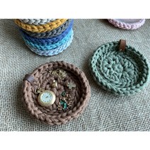 [코바늘 DIY 패키지]별 품은 ﻿티코스터 만들기(동영상) 손뜨개 컵받침대 티매트 코스터, 카키, 블랙브라운