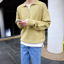 카라 보카시 지퍼 반집업 오버핏 니트(9color)