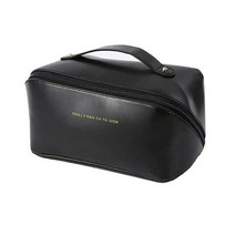 파우치 대용량 여행 화장품 가방 가죽 메이크업 가방 여성용 세면 용품 가방 메이크업 용, 검은색