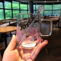사케 화요 고량주 유리 빨대 컵 물 보온병 병 샷 안경 귀여운 벚꽃 커피 컵 남성과, cup1 교반 막대, 400-500ml