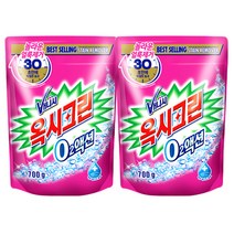 오투액션 핑크 리필 700gx2개 얼룩 제거제 표백 제 의류 운동화 빨래 표백세제, 얼룩제거제