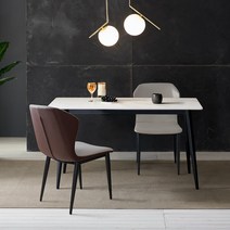 라로퍼니처 1400 포세린 통 세라믹 4인 식탁 세트 화이트 그레이 상판 2종, 그레이투톤의자2