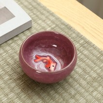 대만 다기 잔 술잔 선물용 물고기잔 세트, 퍼플 8개 폼팩터