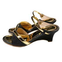 [트리샤]국산 6cm 빤짝이 글리터 포인트 뮬 웨지 슬리퍼 TMA6033