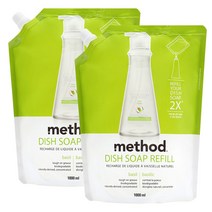 메소드 주방세제 바질향, 2개, 1L