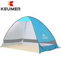 keumer 2020 새로운 자동 포장 가능 캠핑 텐트 uv 보호 팝업 비치 텐트 방수 야외 레크리에이션 관광 텐트, 하늘색 텐트 롱, 협력사