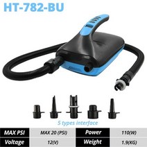 패들보드 서핑장비 서핑보드 20 PSI 전기 공기 펌프 서핑 보드 풍선 SUP 스탠드 업 패들 내장 전압 보호 LCD 디스플레이 12V 110W, HT-782-BU-20PSI