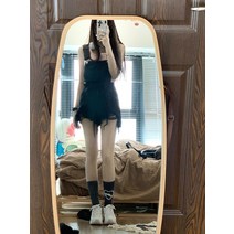 해외여행 데이트 흑청 숏 나들이 봄 복고 빅사이즈 빨강 멜빵 청반바지 연청